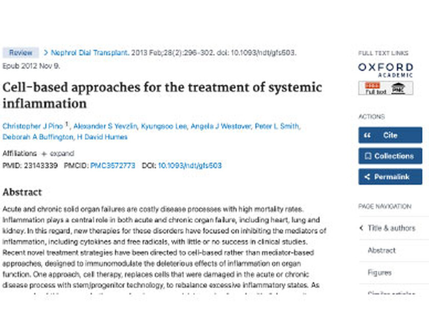 Cell-based approaches for the treatment of systemic inflammation. image
